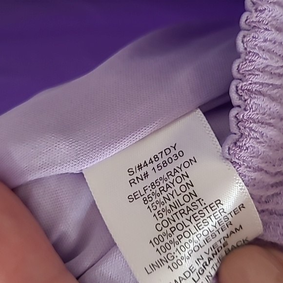 Wearing Rn🌷LOVE TREE Lavender Crochet Open Back Bow Tie Lace Waist Band Dress - Picture 10 of 11